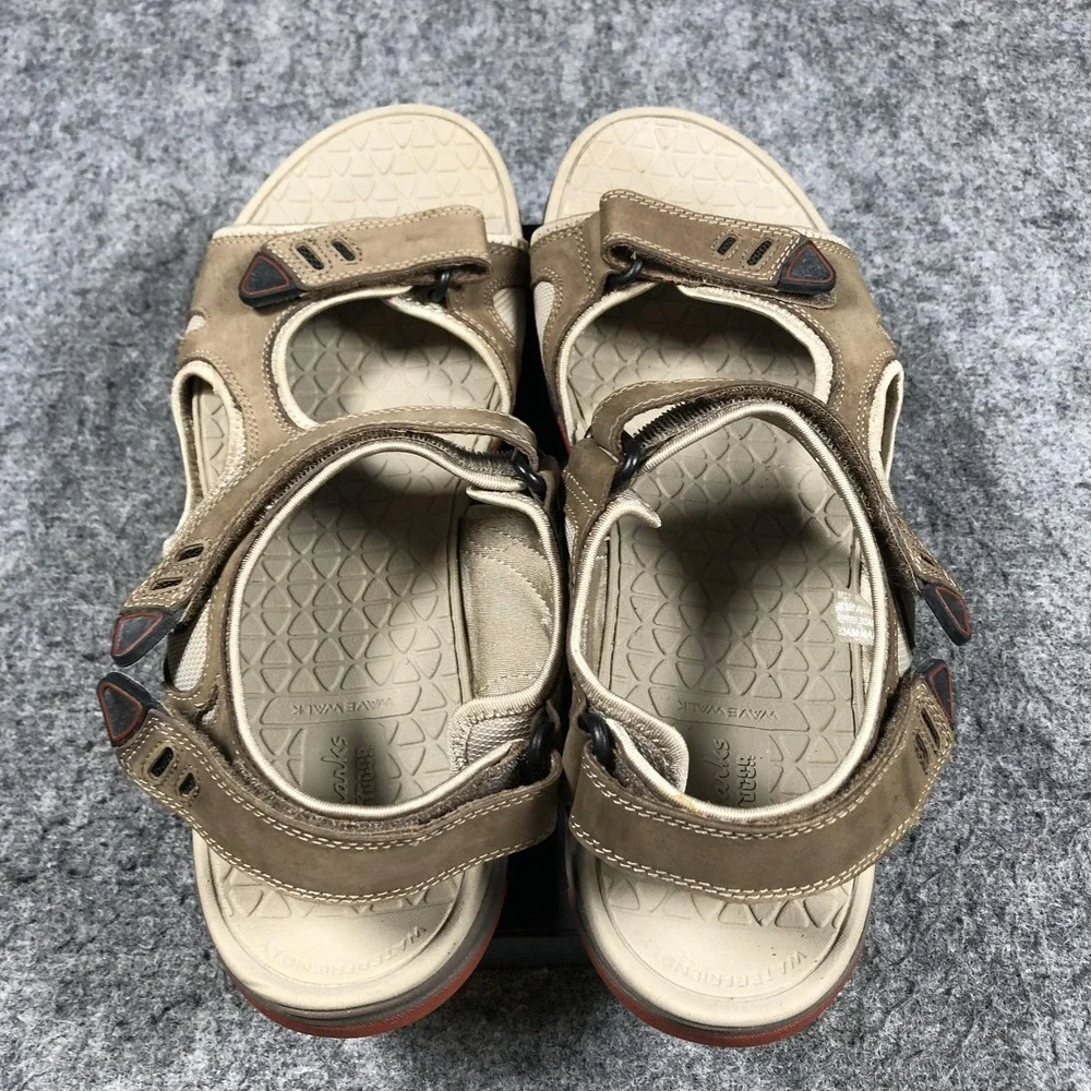 Clarks WaveWalk Sandals Mens 12 Tan Suede Adjustable Sport Water Friendly